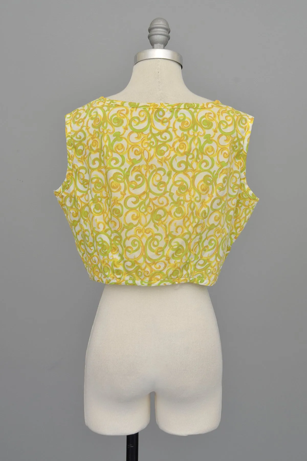 1950s Lemon and Lime Swirl Print Retro Cropped Top | Pinup Top | M/L 38+ Bust