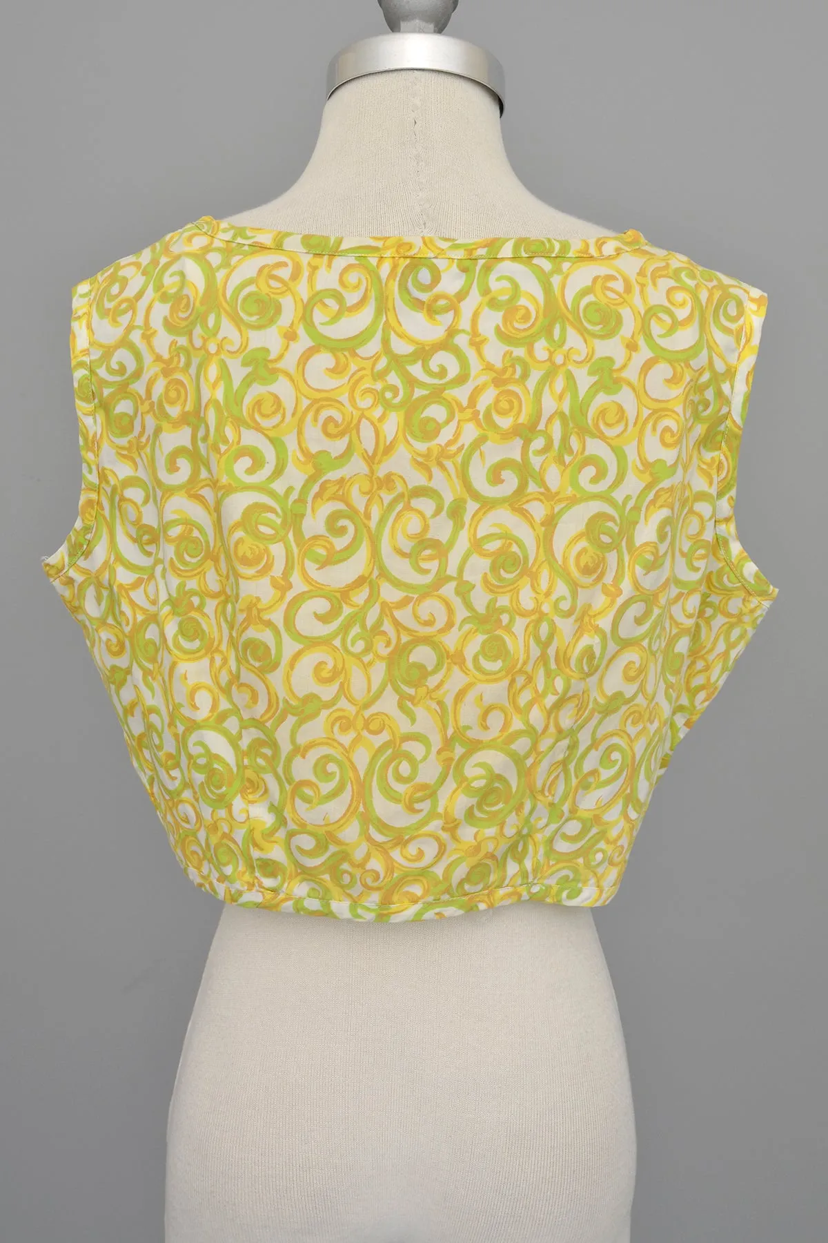 1950s Lemon and Lime Swirl Print Retro Cropped Top | Pinup Top | M/L 38+ Bust