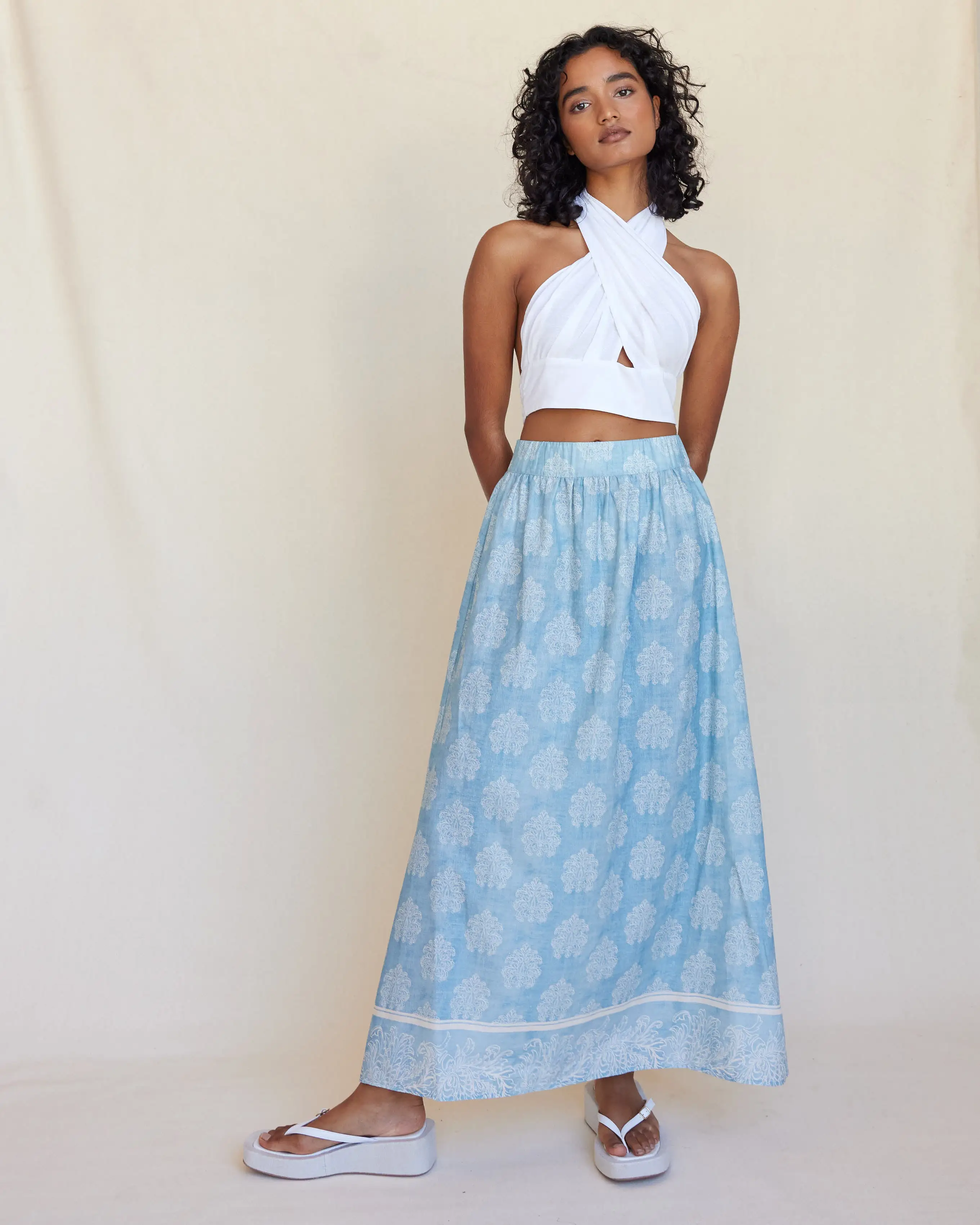 Anjali Linen Maxi Skirt