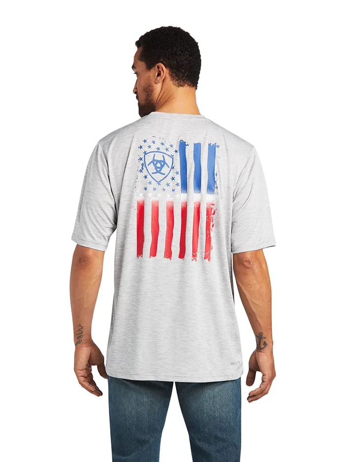 Ariat 10040634 Mens Charger Vertical Flag Tee Echo Gray