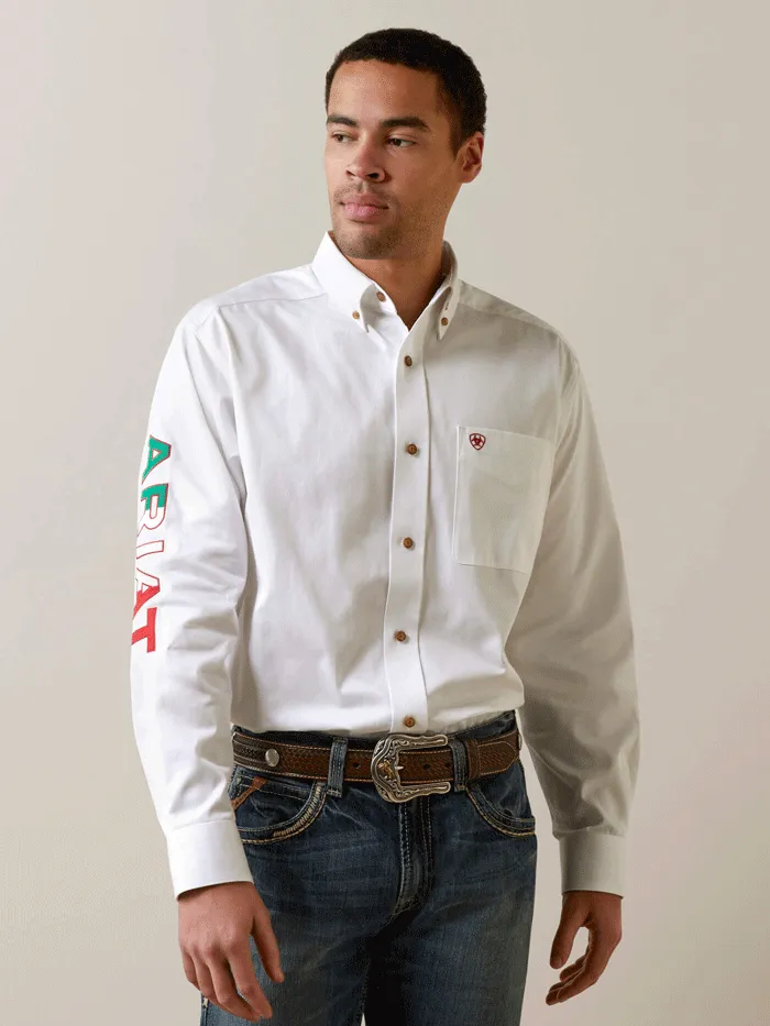 Ariat 10040911 Mens Team Logo Twill Classic Fit Shirt Mexico White