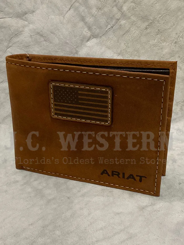 Ariat A3548544 Mens Bifold American Flag Patch Wallet Bark