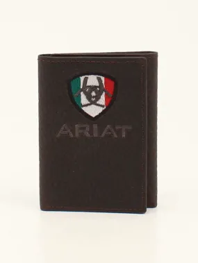 Ariat A35492282 Mens Trifold Wallet Mexico Flag Logo Brown