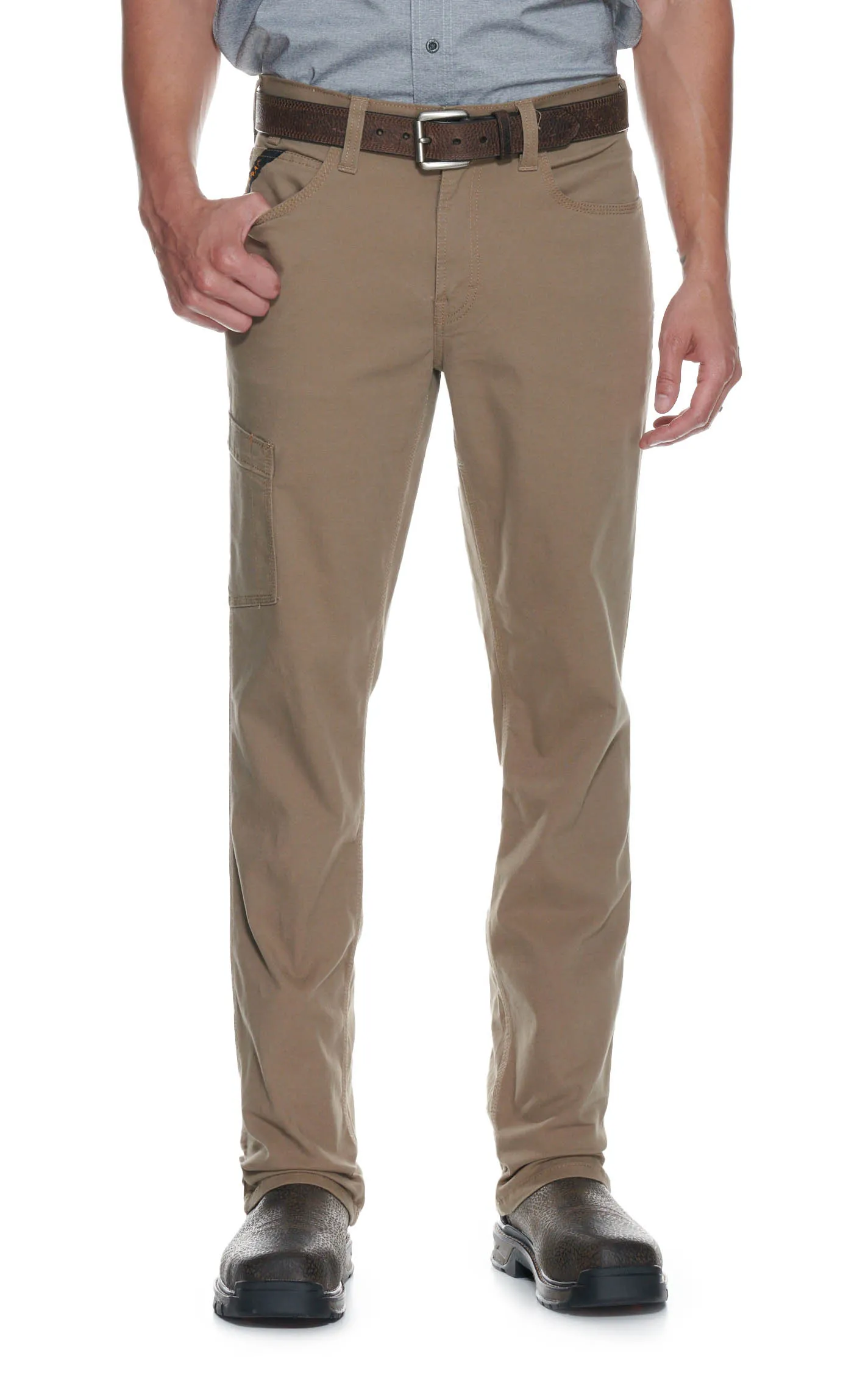 Ariat Men's Rebar M4 Khaki Low Rise DuraStretch Made Tough Stackable Straight Leg Work Pant