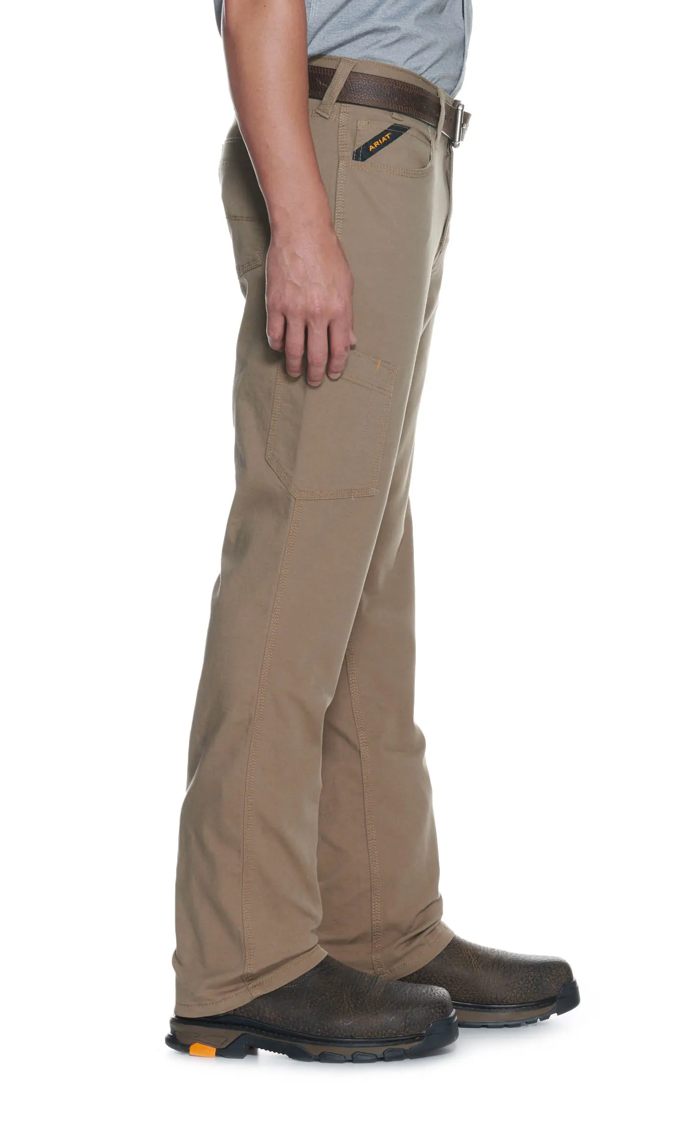 Ariat Men's Rebar M4 Khaki Low Rise DuraStretch Made Tough Stackable Straight Leg Work Pant