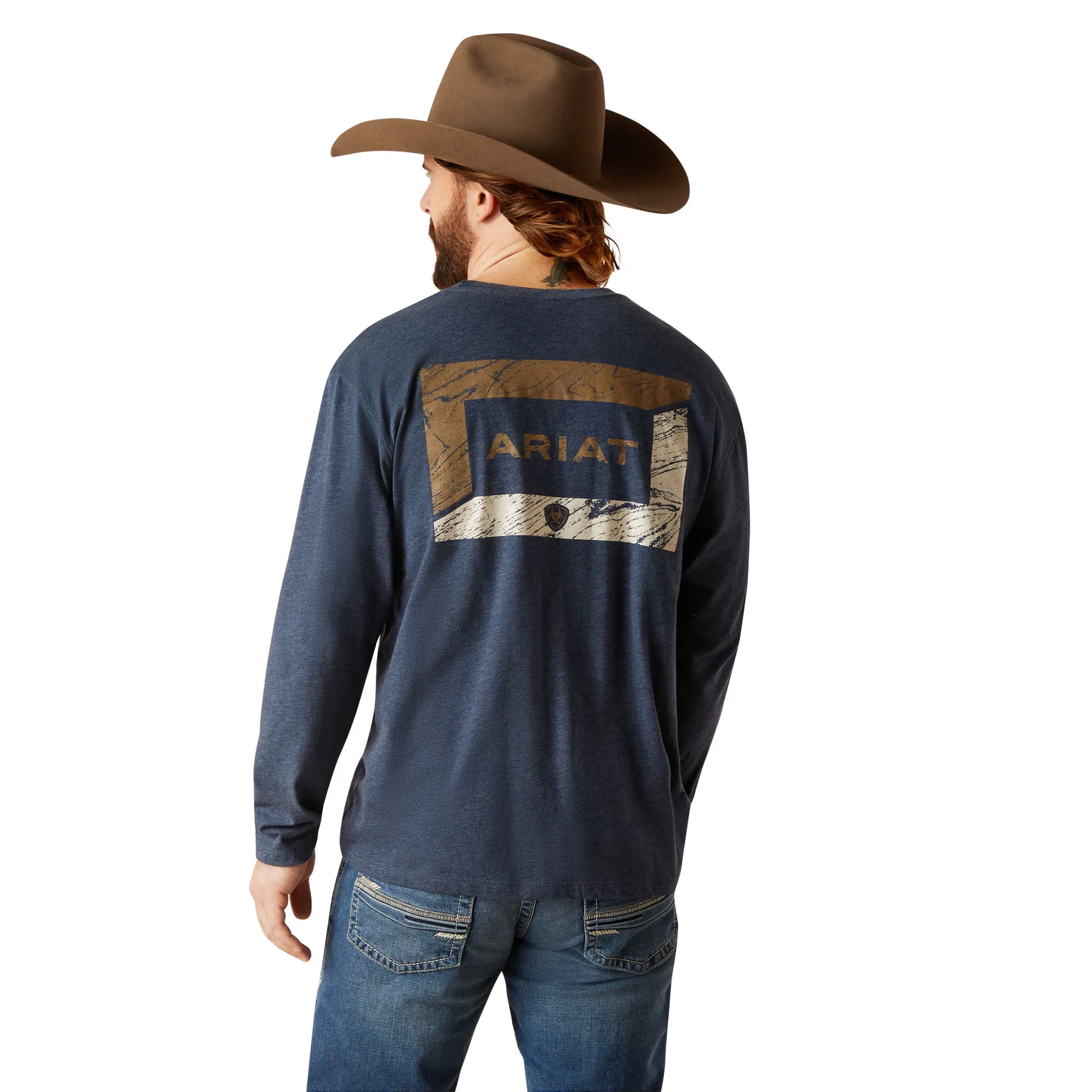 Ariat Mens Heather Navy Veneer Long Sleeve