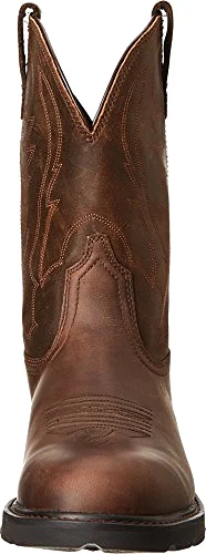 ARIAT mens Pull-on Ariat Groundbreaker Round Toe Work Boot Men s Safety Wide Calf Work Boots, Brown, 11 Wide US