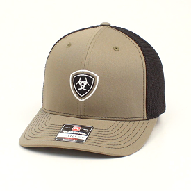 ARIAT MENS R112 SNAP BACK EMBROIDERED SHIELD LOGO OLIVE