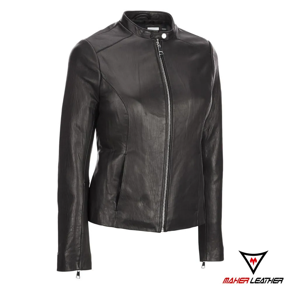 Best classic womens leather scuba black jacket