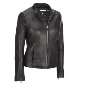 Best classic womens leather scuba black jacket