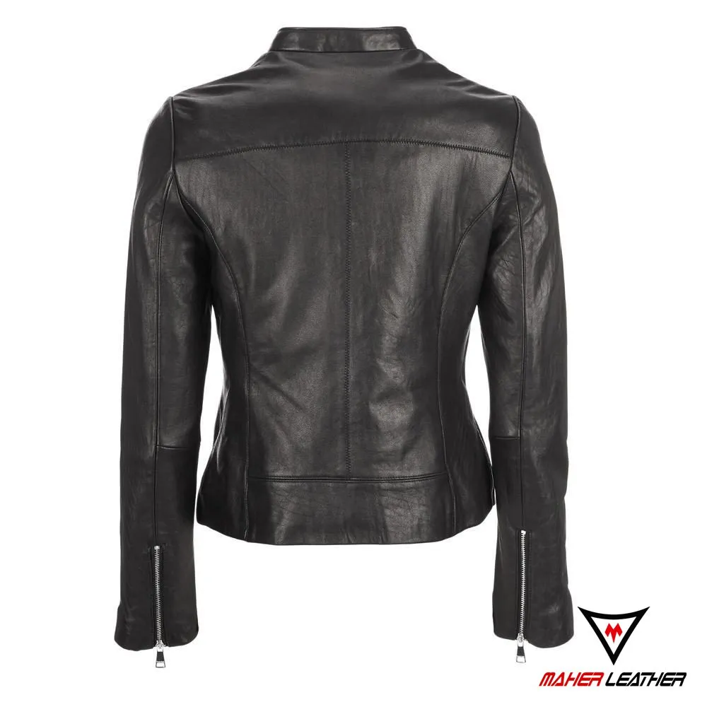 Best classic womens leather scuba black jacket