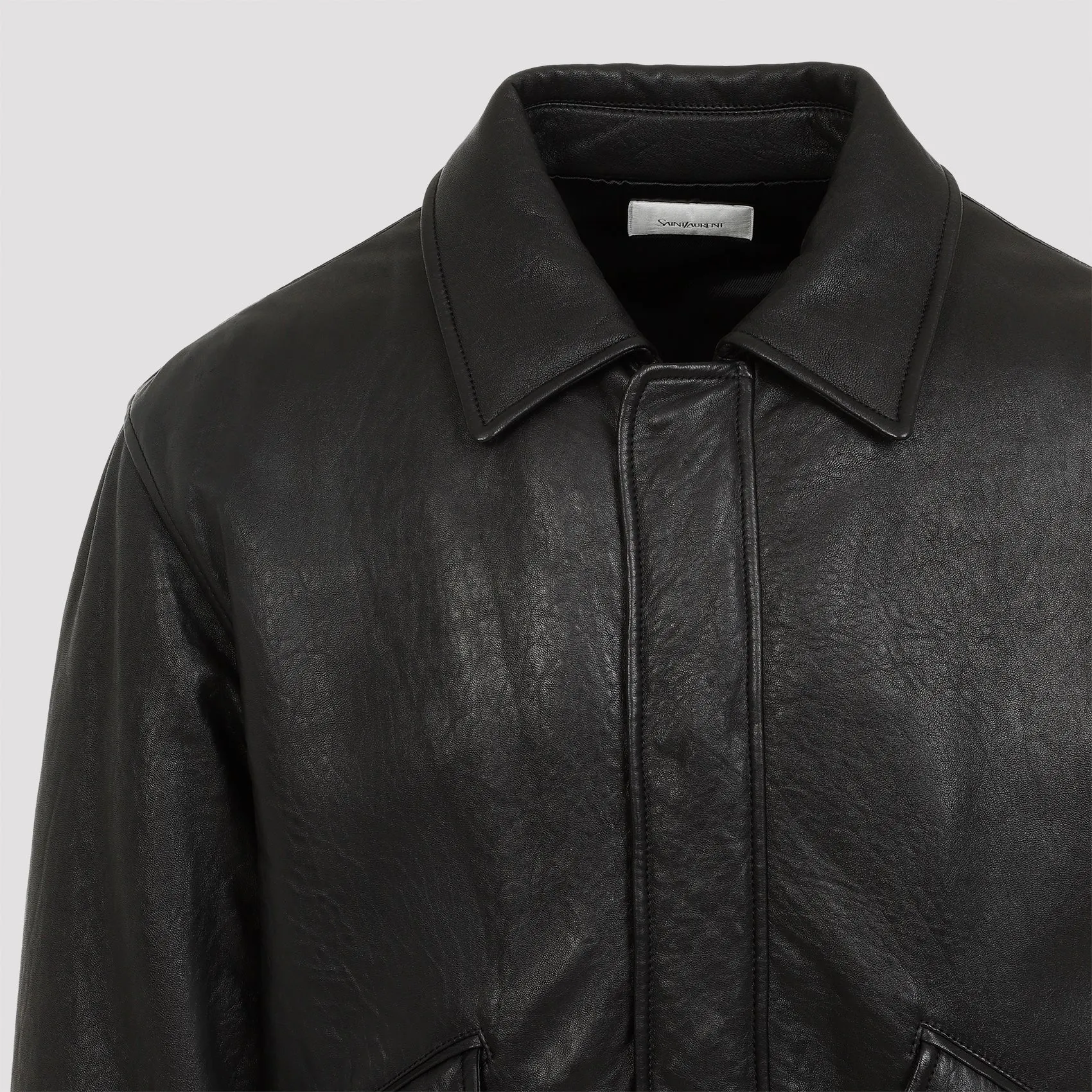 Black Lamb Leather Oversized Bomber Jacket