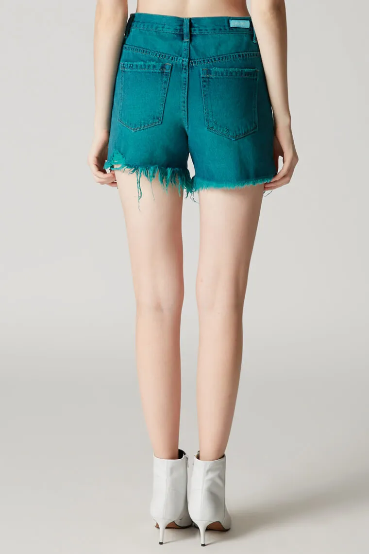 Blank NYC Turquoise High Rise Jean Shorts