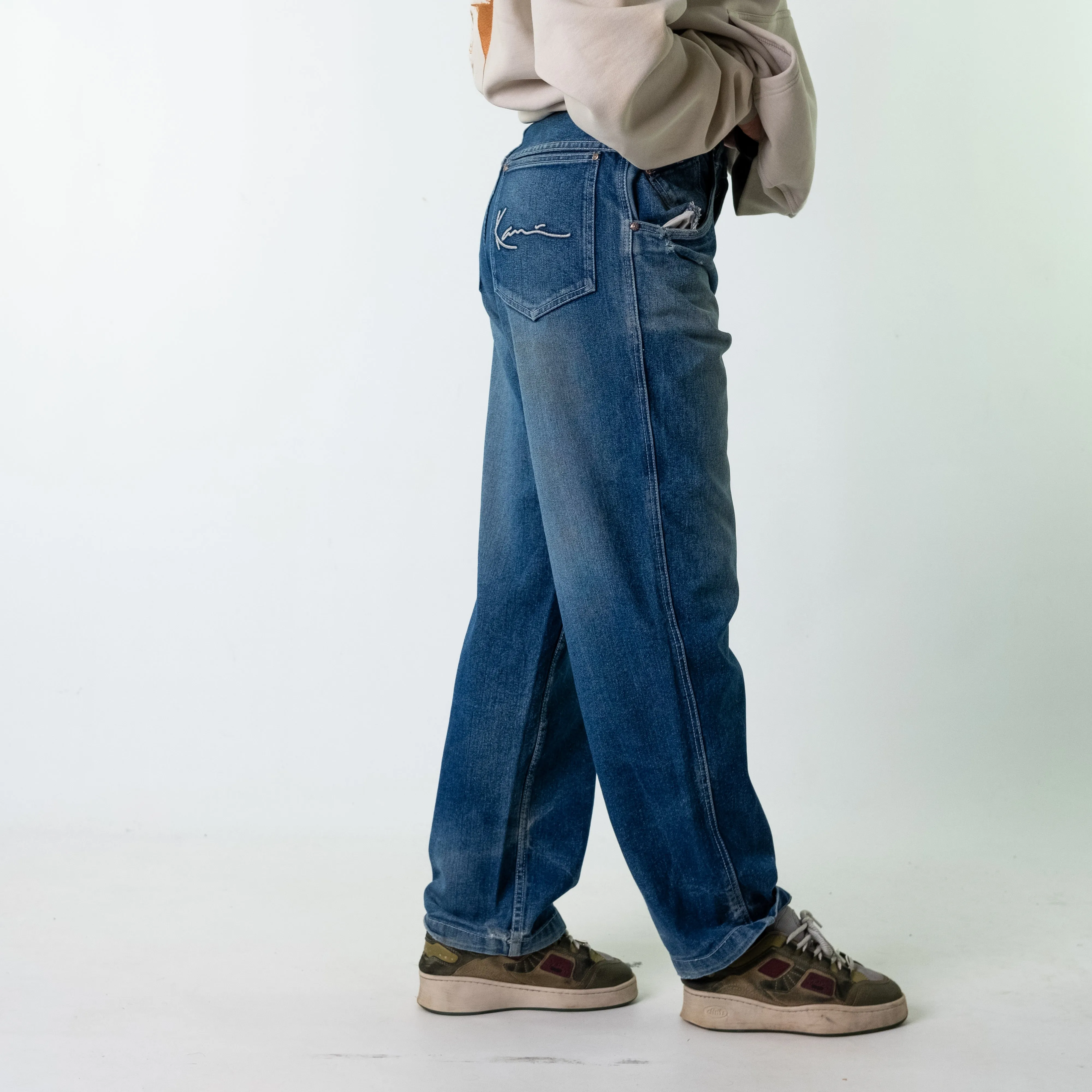 Blue Denim 90s Karl Kani  Cargo Skater Trousers Pants Jeans (30x32)