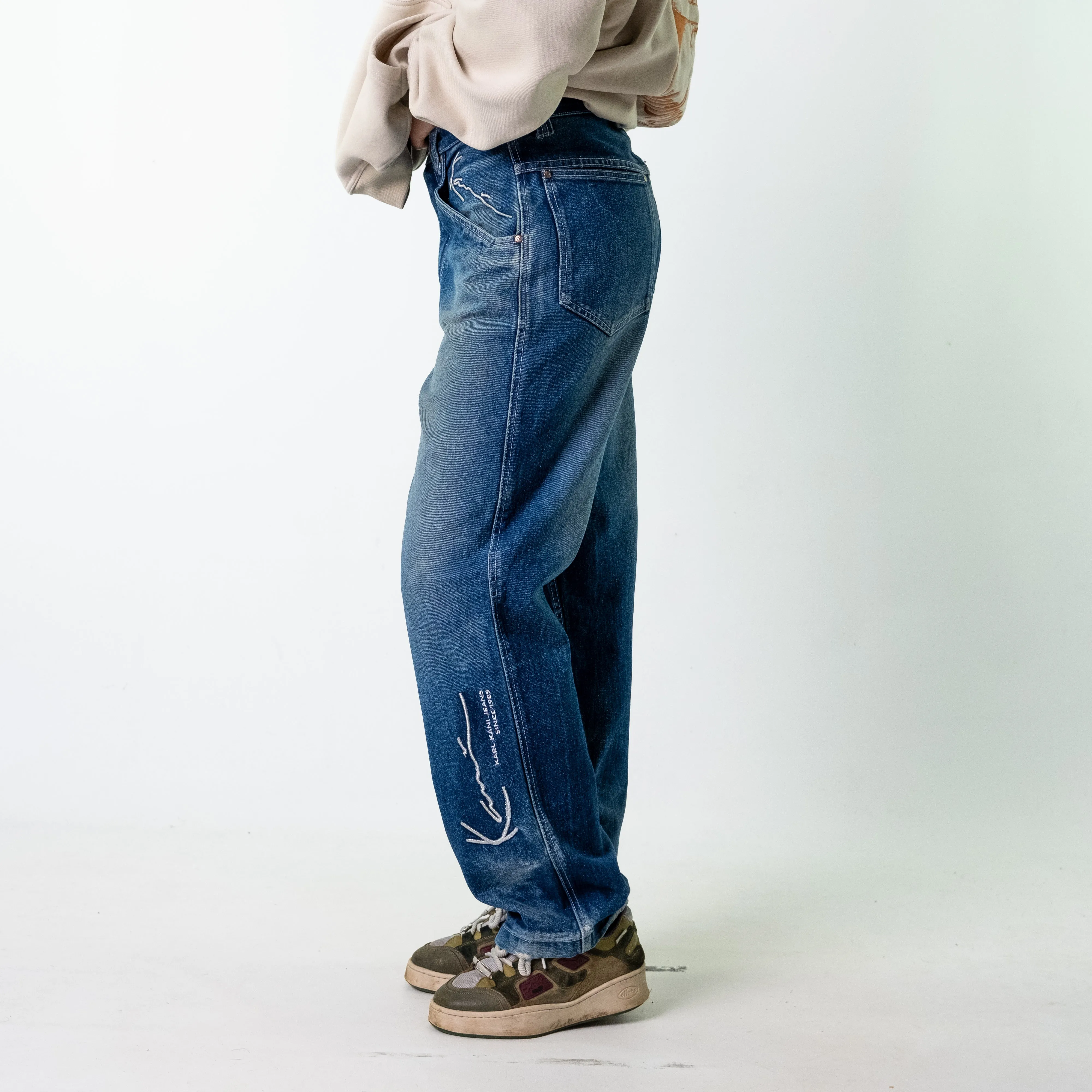 Blue Denim 90s Karl Kani  Cargo Skater Trousers Pants Jeans (30x32)