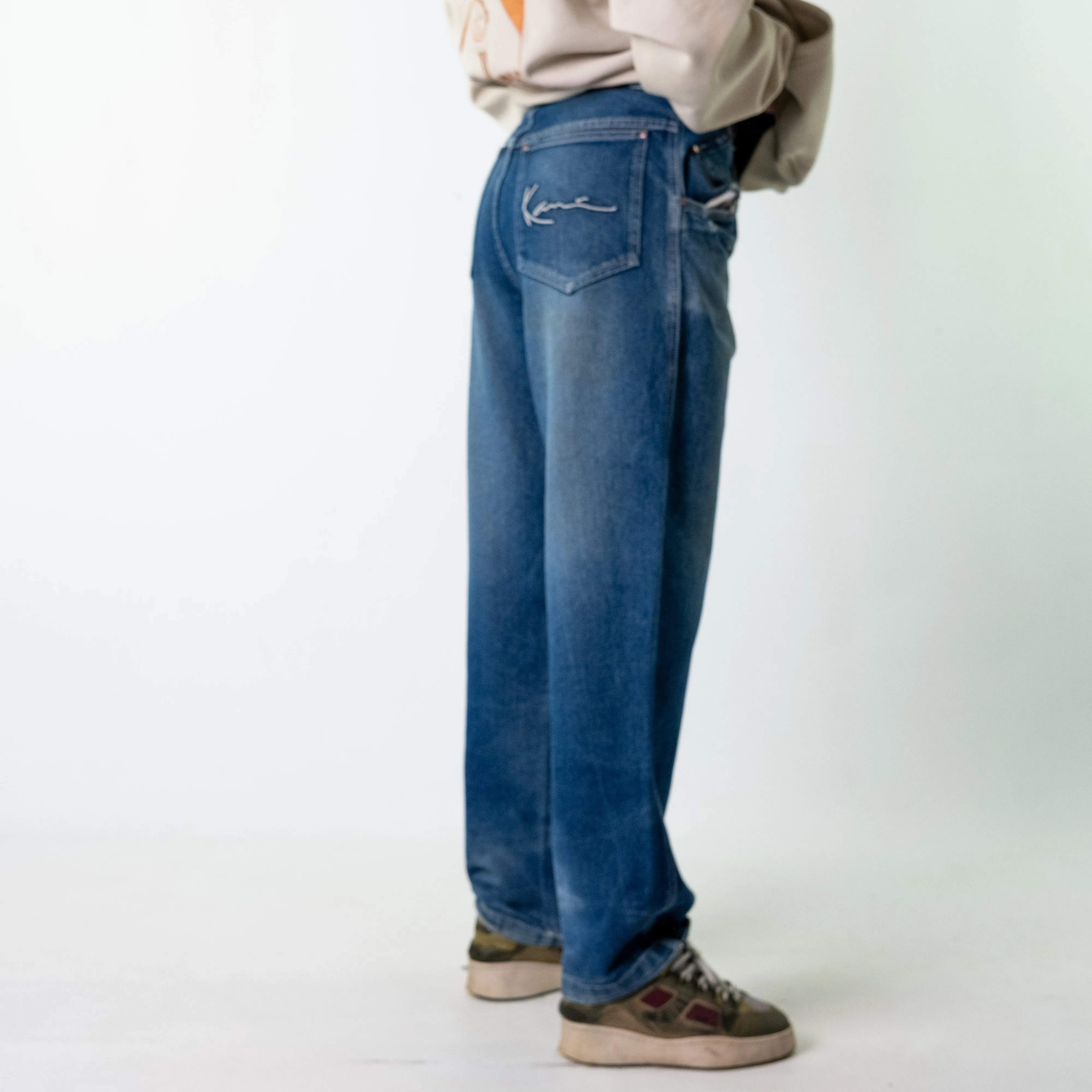 Blue Denim 90s Karl Kani  Cargo Skater Trousers Pants Jeans (30x32)