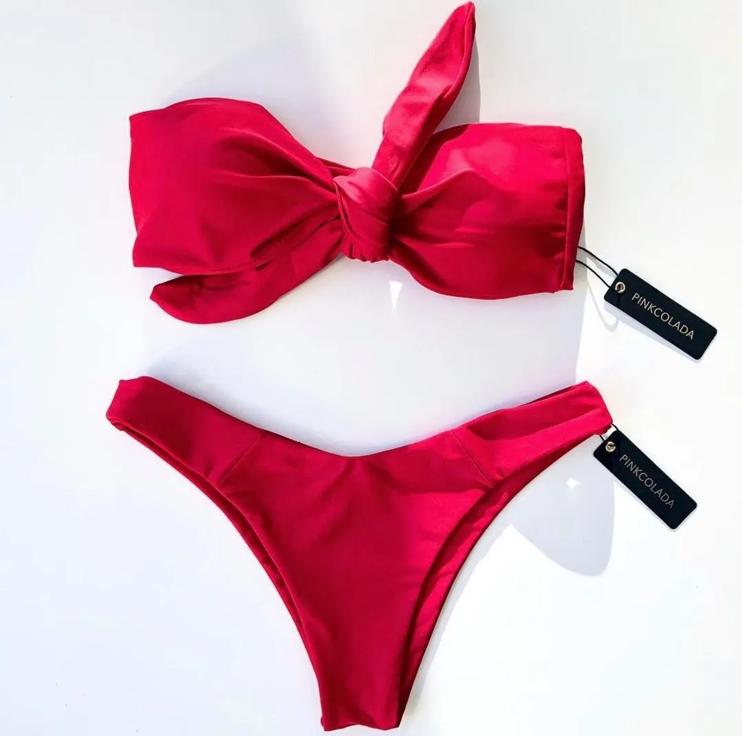 BONITA BIKINI TOP IN CORAL RED