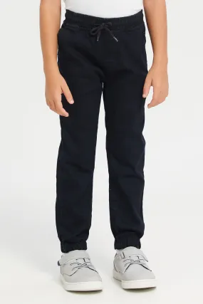 Boys Black Pull On Jogger Jeans