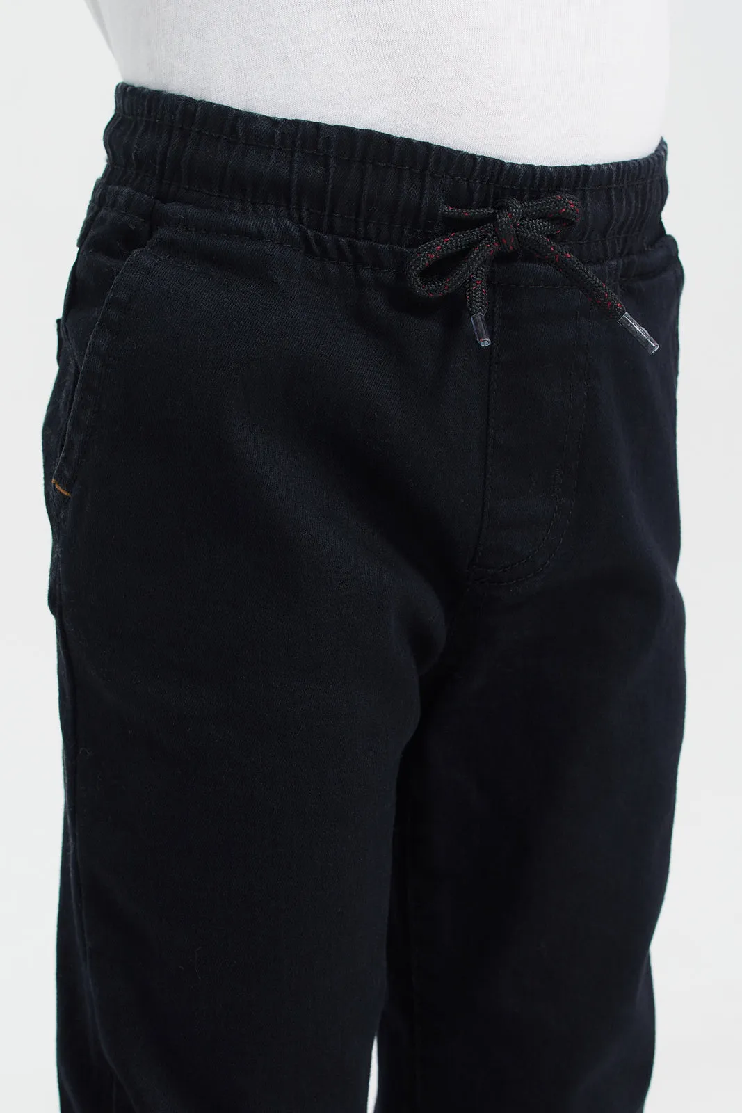 Boys Black Pull On Jogger Jeans