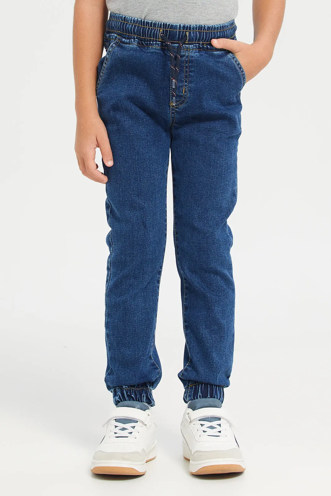 Boys Blue Pull On Jogger Jeans