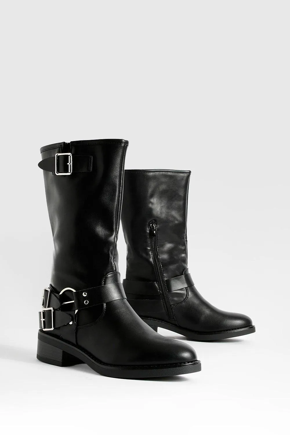 Buckle Chunky Biker Boots