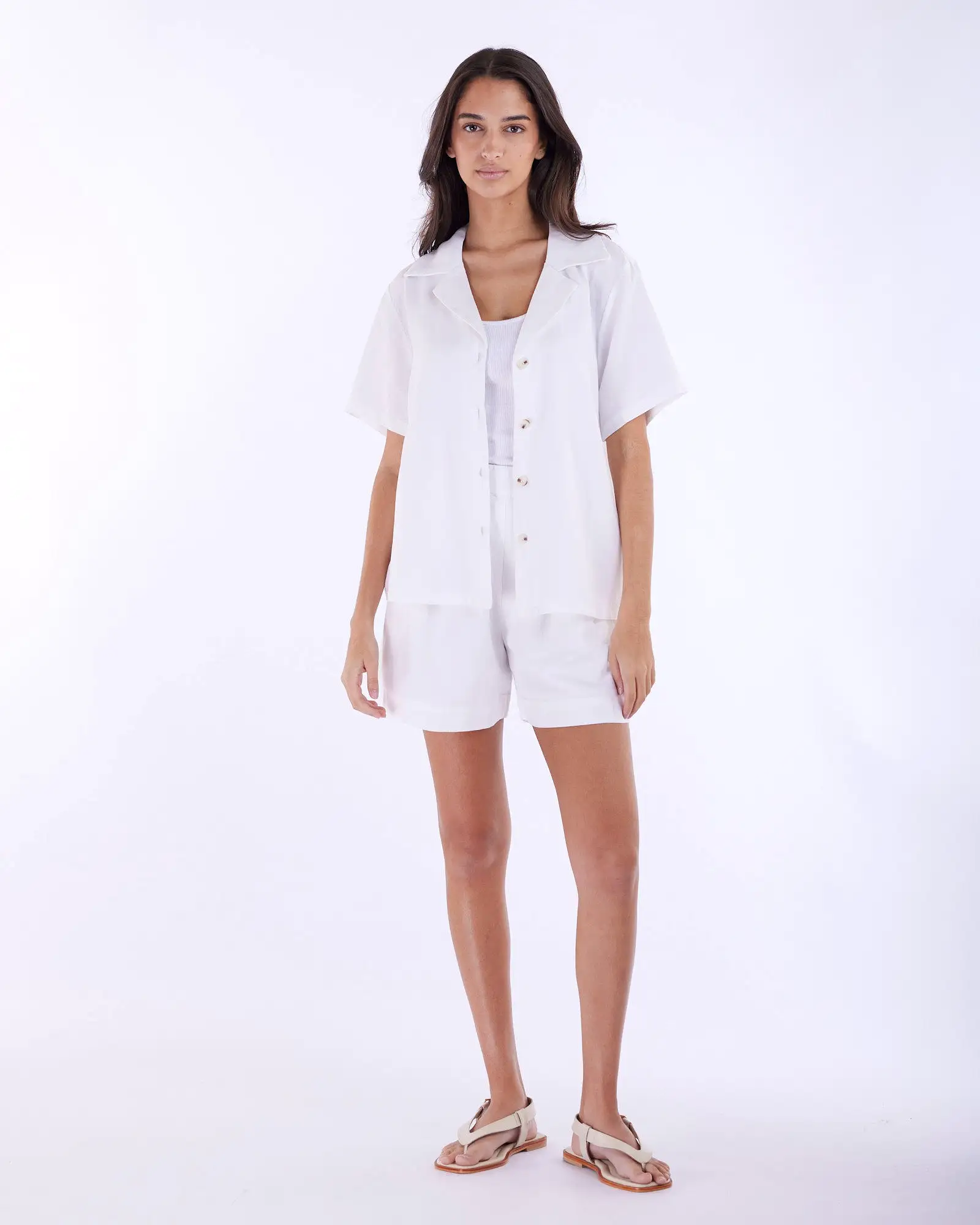 Cancun Linen Bowling Shirt - White