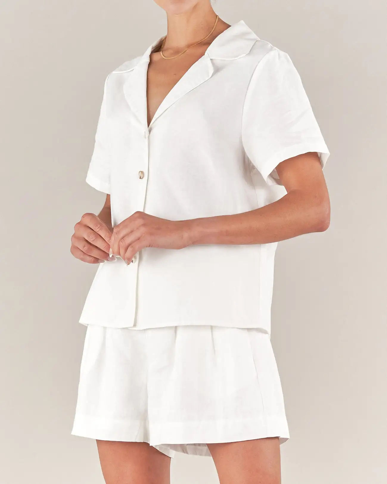 Cancun Linen Bowling Shirt - White