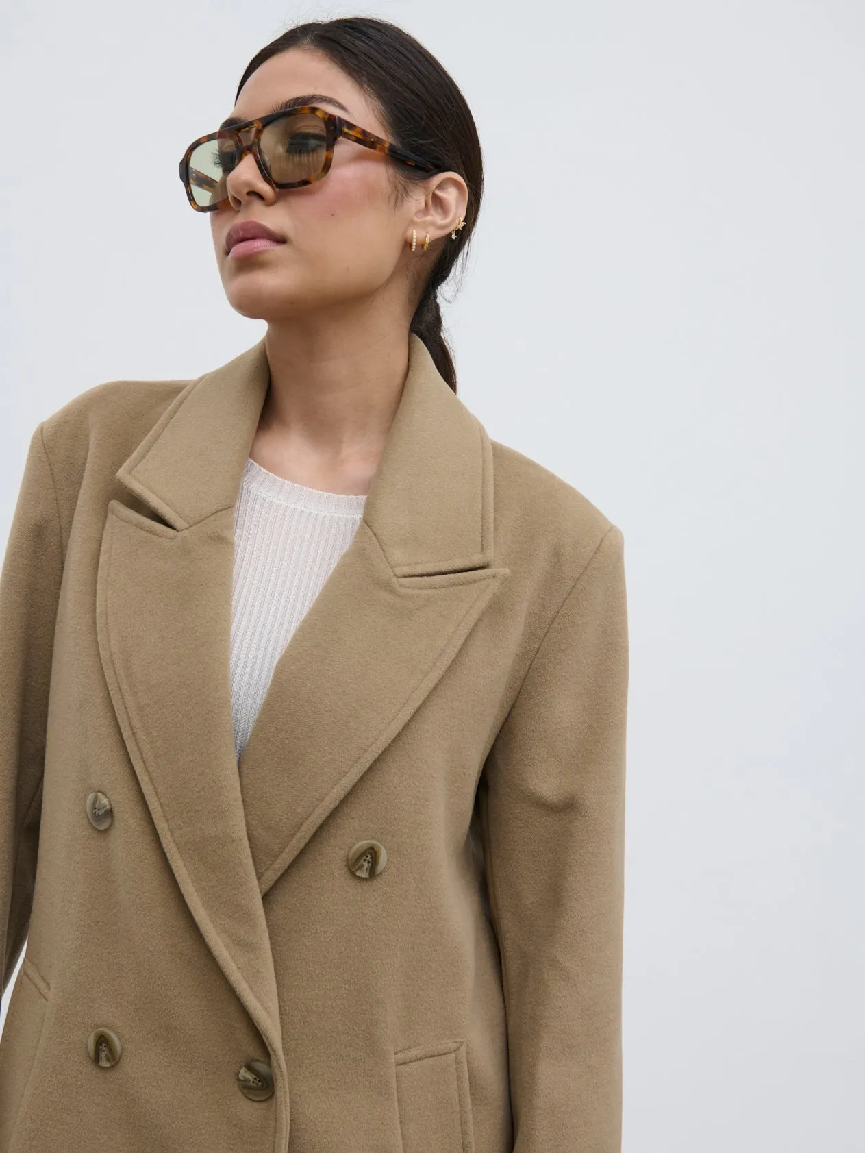 Carissa Oversized Tailored Coat - Taupe