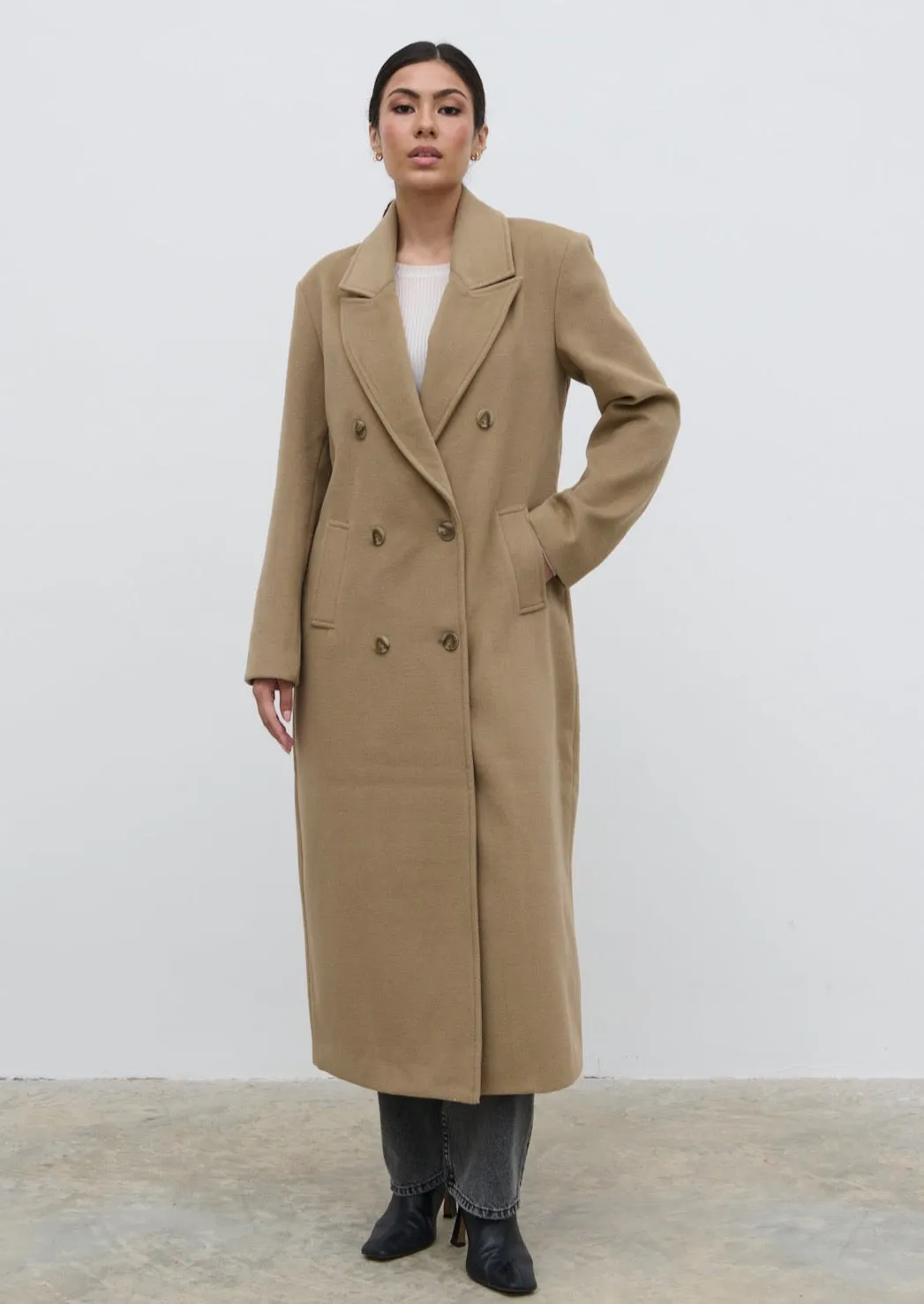 Carissa Oversized Tailored Coat - Taupe