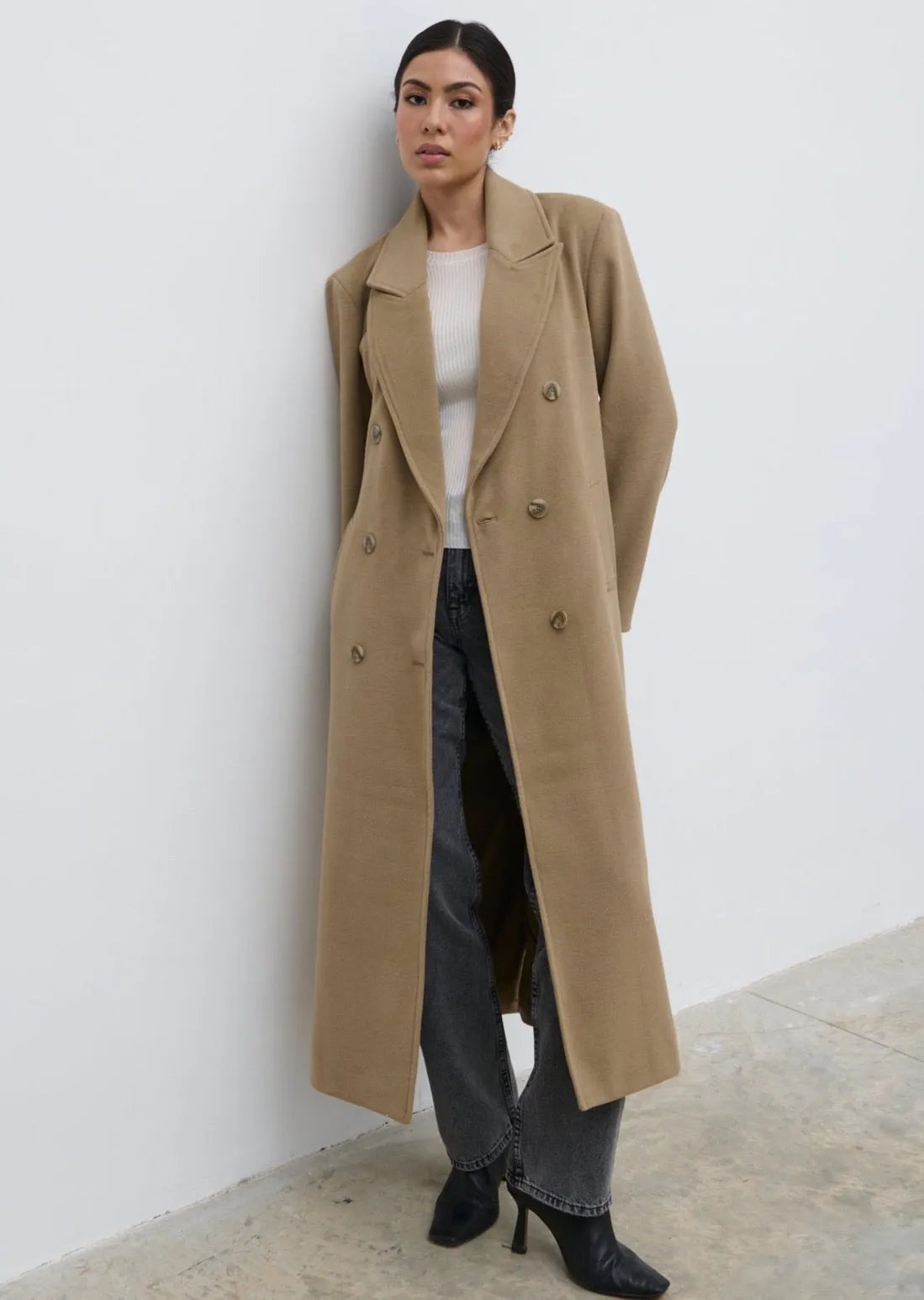 Carissa Oversized Tailored Coat - Taupe