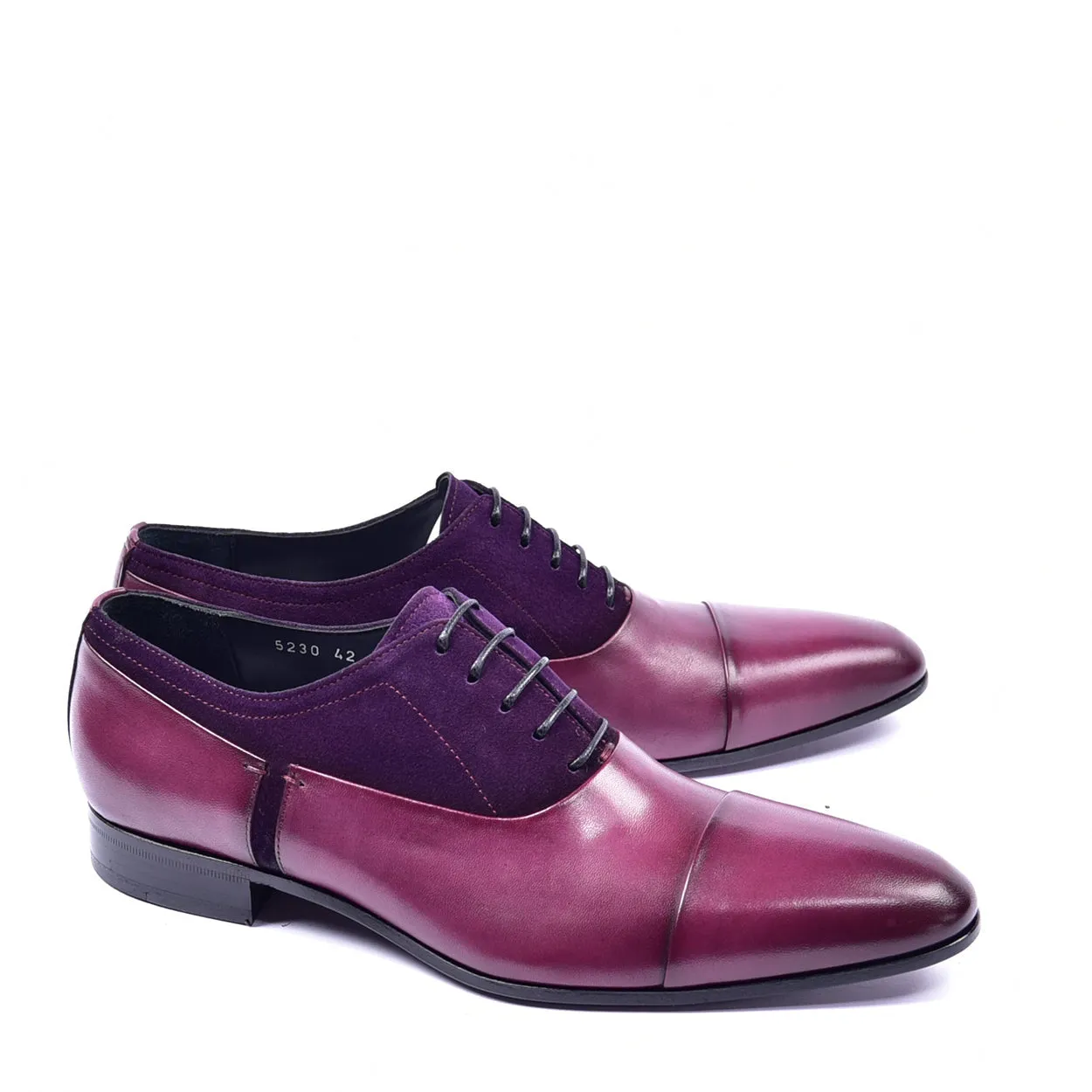 Corrente C0014042 5230 Men's Shoes Purple Suede / Calf-Skin Leather Cap-Toe Oxfords (CRT1299)