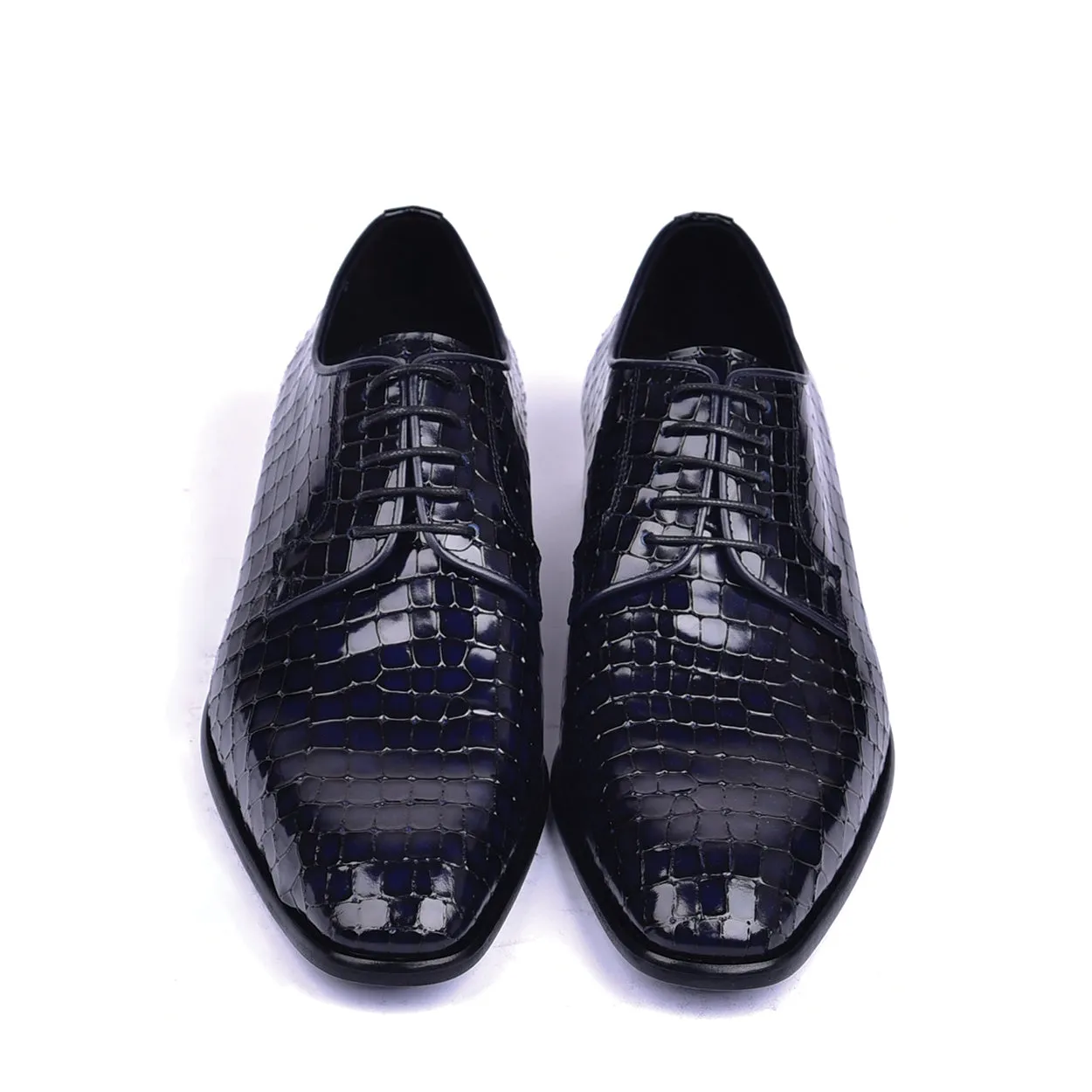 Corrente C01507 6291 Men's Shoes Navy Crocodile Print / Calf-Skin Leather Derby Oxfords (CRT1452)