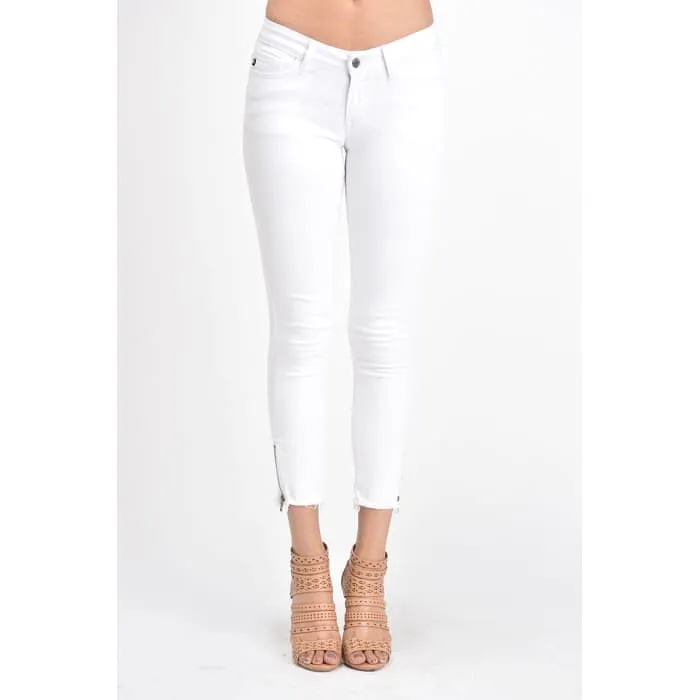 Crisp White Ankle Zip Skinny