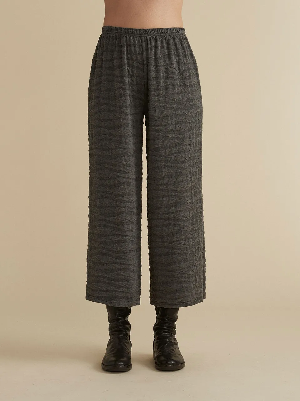 Cut Loose Texture Char Knit Cropped Pant