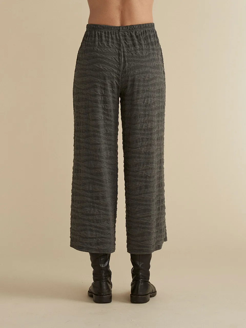 Cut Loose Texture Char Knit Cropped Pant