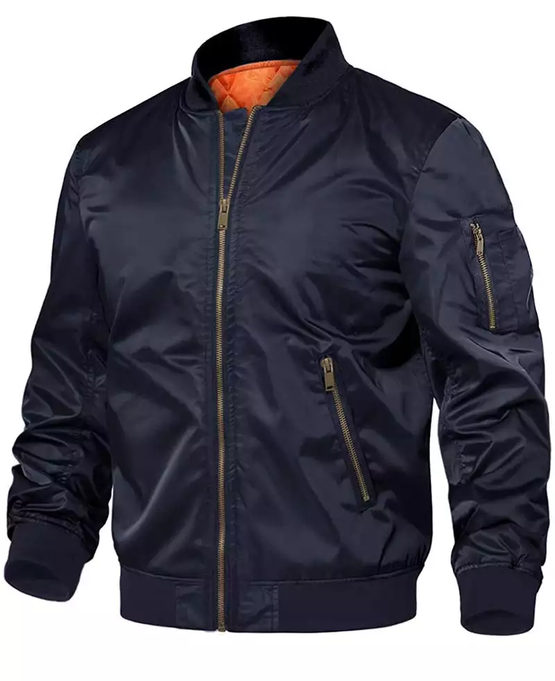 Darcy Navy Blue MA-1 Bomber Nylon Jacket for Mens