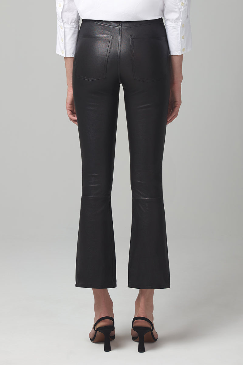 Demy Cropped Leather Pant in Black