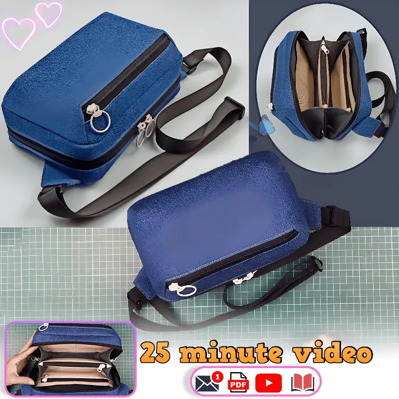 Denim Organizer Sling Bag PDF Download Pattern (3 sizes included)