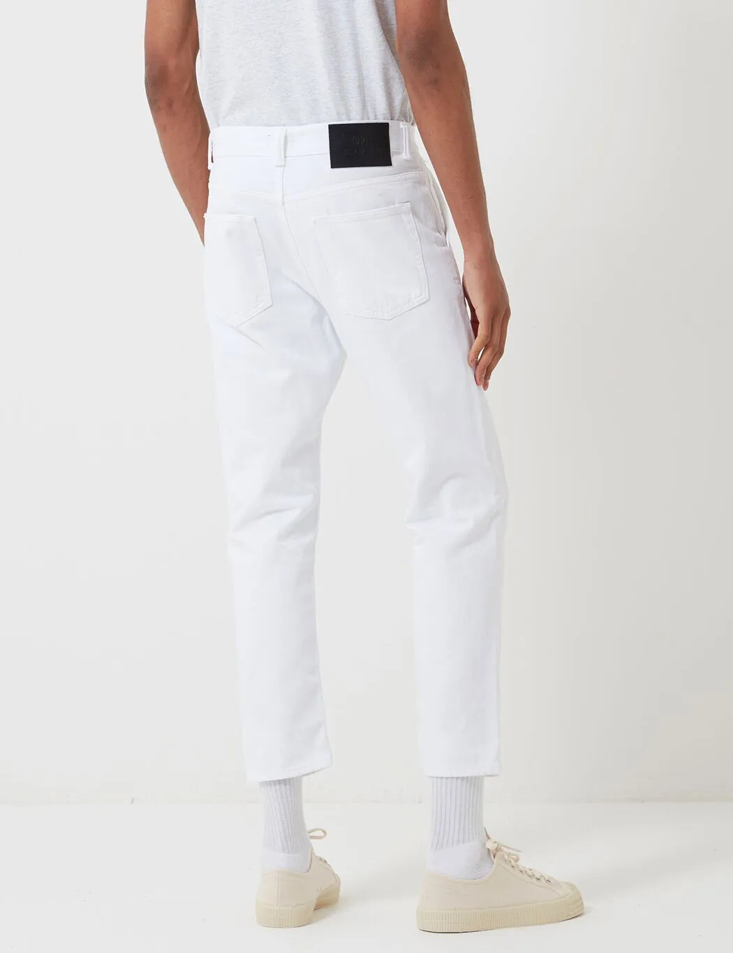 Edwin Universe Cropped Pant (Thorn Cotton Denim) - White, Garment Dyed