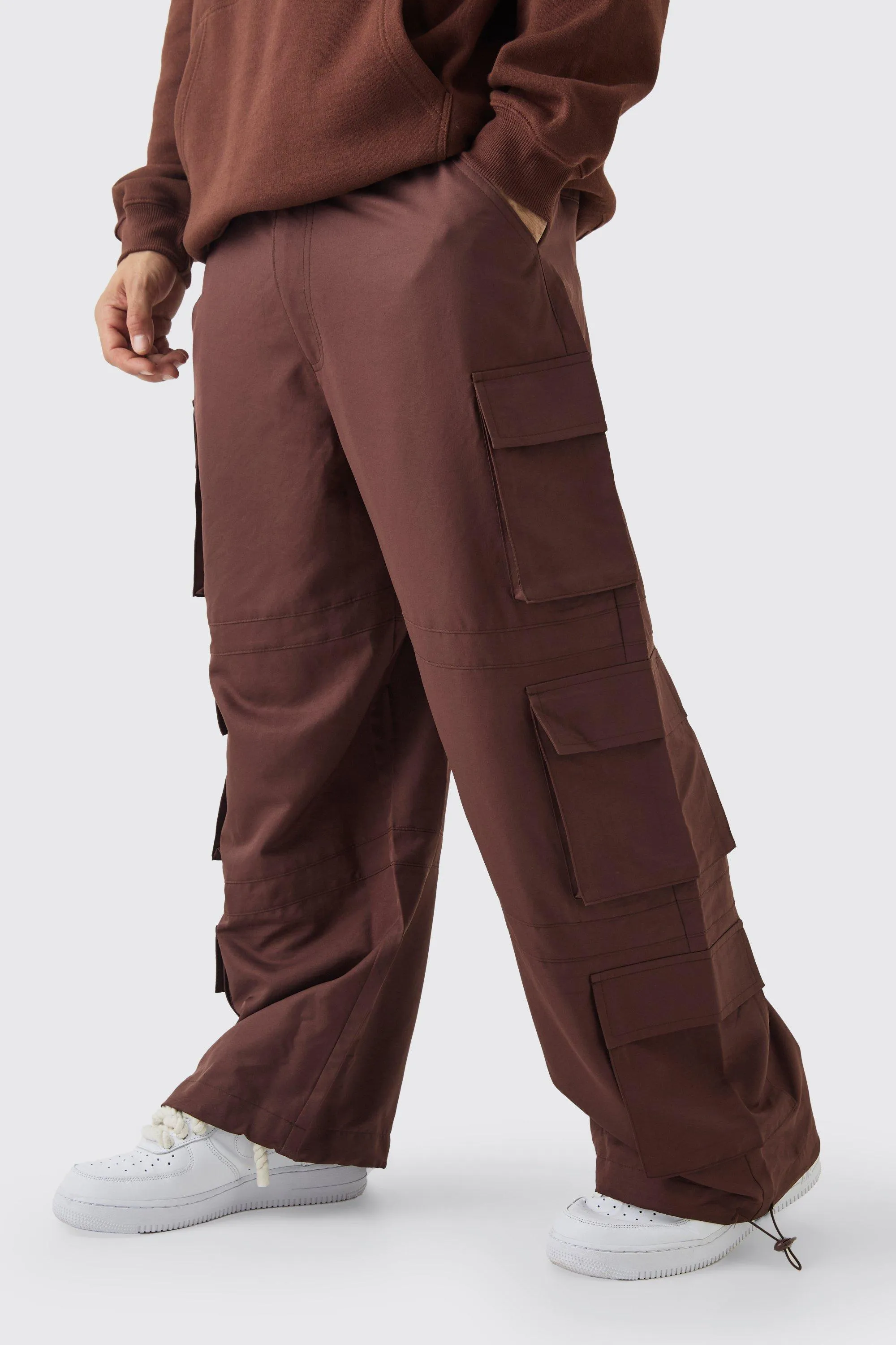 Elasticated Waist Parachute Cargo Trousers