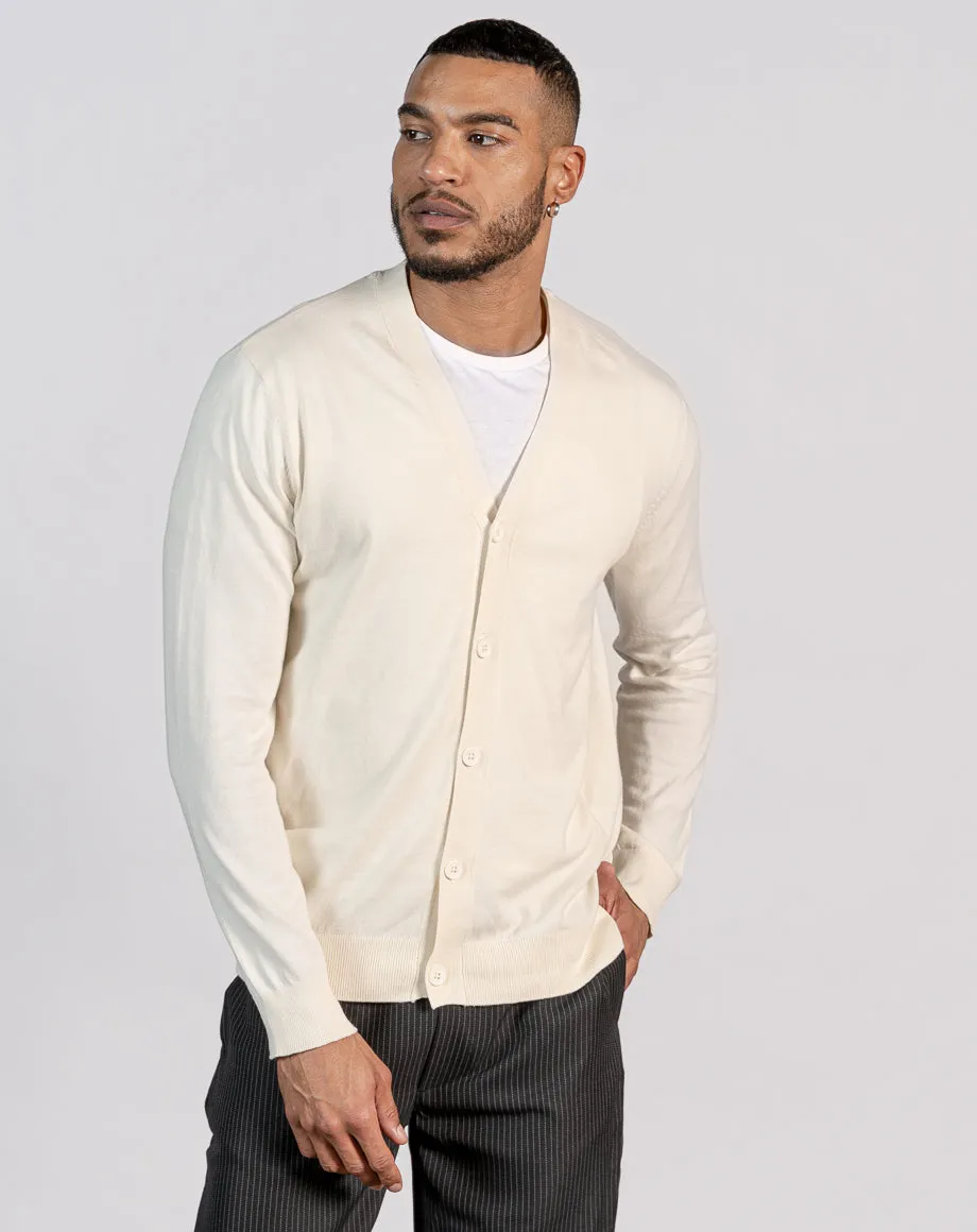 ESSENTIAL KNITTED CARDIGAN - ECRU