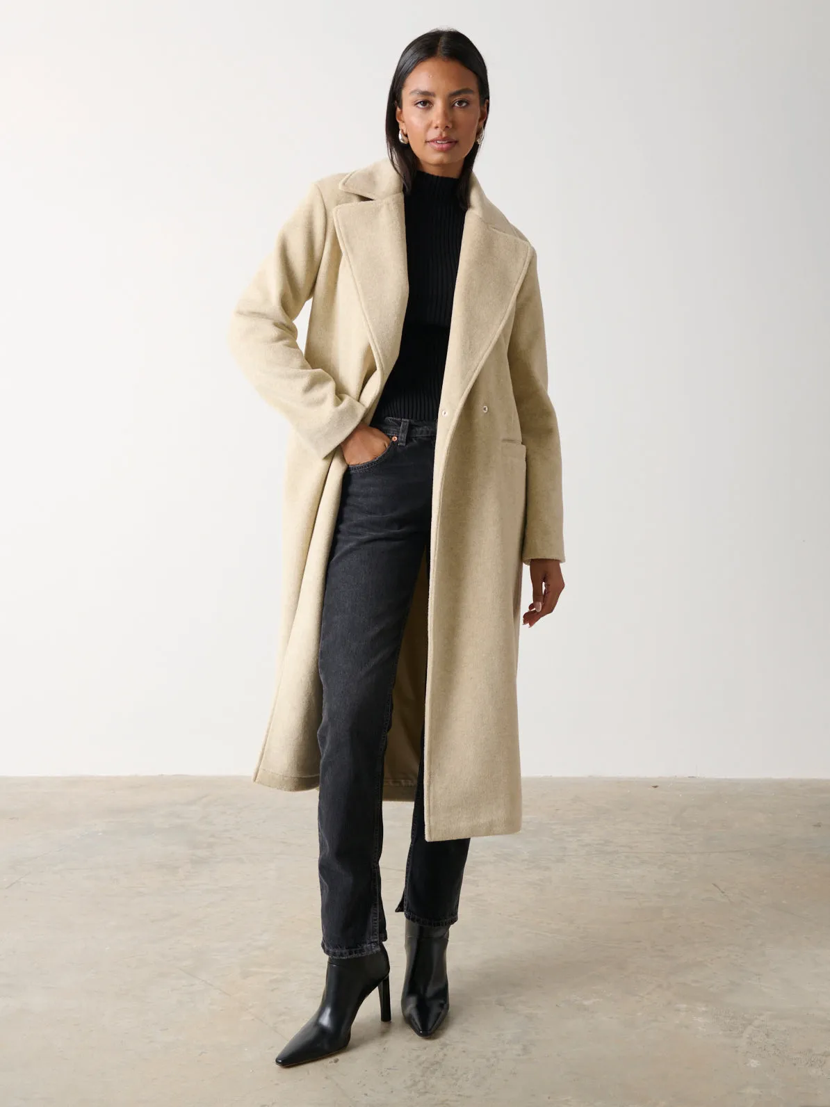 Ezra Boxy Collared Coat - Oatmeal