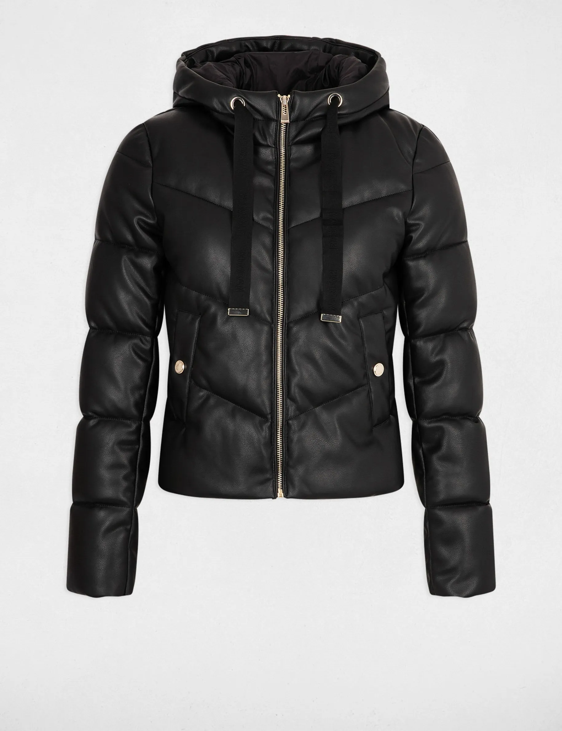 Faux leather padded jacket black women