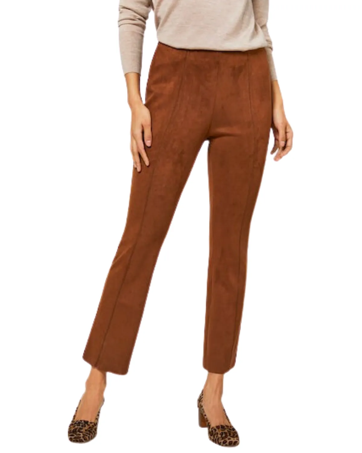 Faye Cropped Pant (Vegan Cognac Suede)