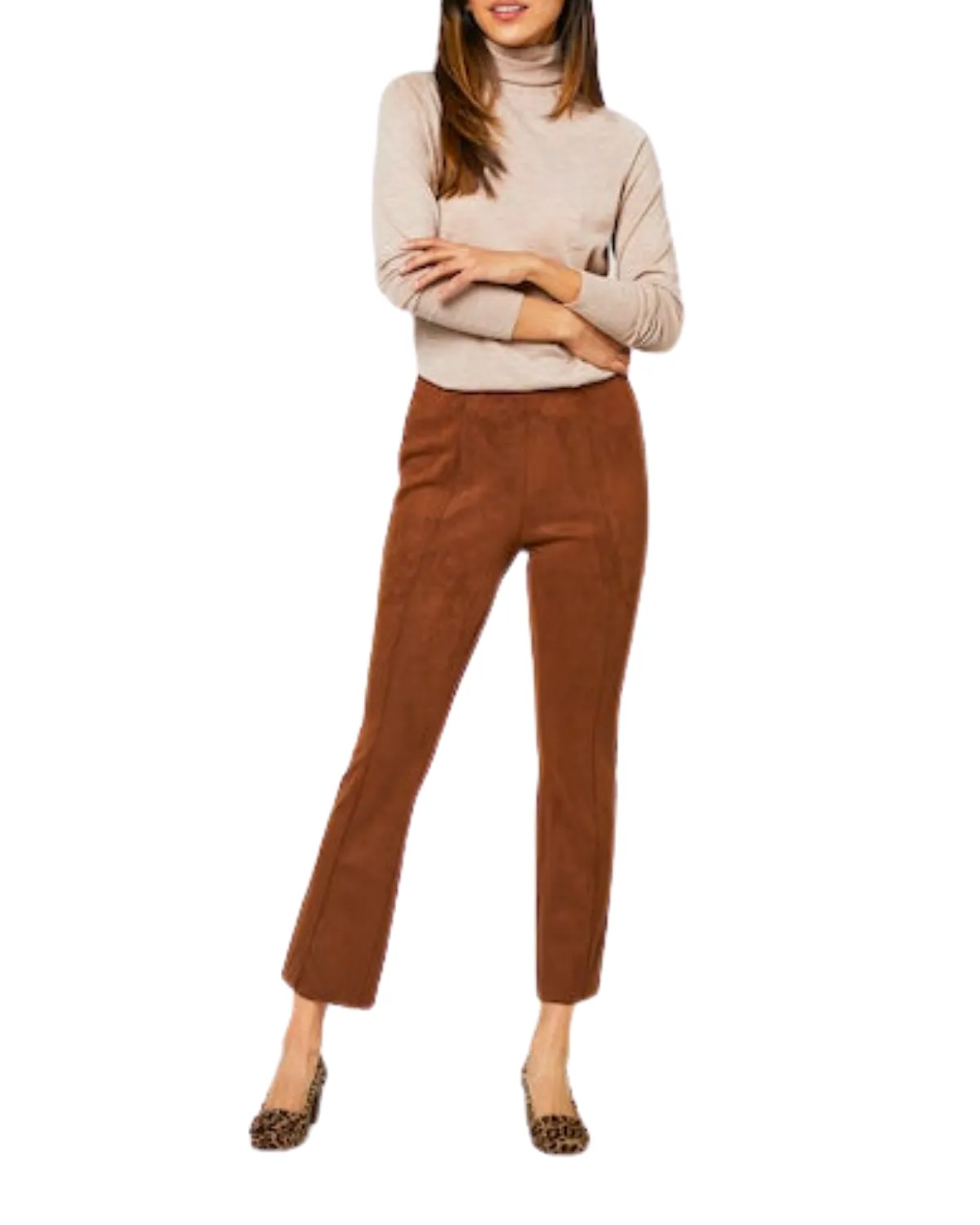 Faye Cropped Pant (Vegan Cognac Suede)