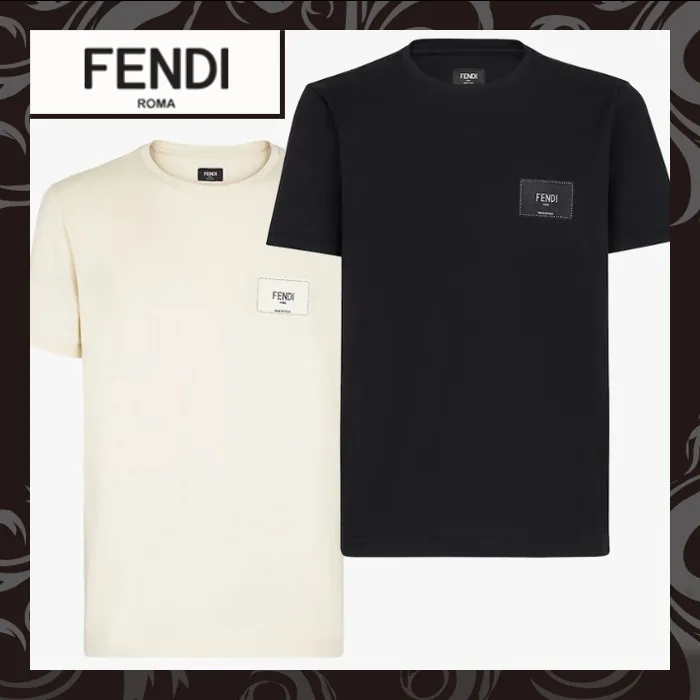 FENDI  |Crew Neck Monogram Logo Luxury Crew Neck T-Shirts