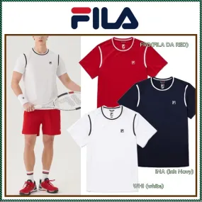 FILA  |Unisex Street Style Plain Cotton Short Sleeves Logo T-Shirts