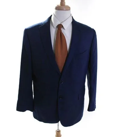 Giorgios of Palm Beach Mens Two Button Blazer Jacket Navy Blue Cashmere