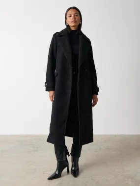 Halston Oversized Boucle Coat - Black