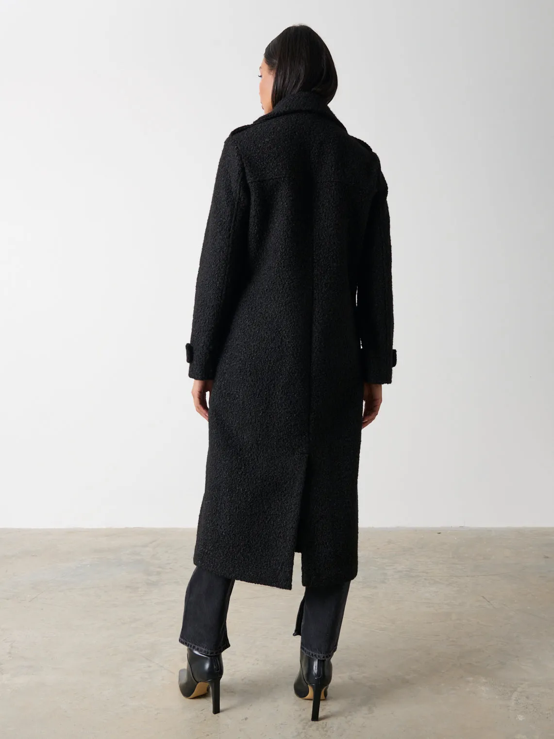 Halston Oversized Boucle Coat - Black